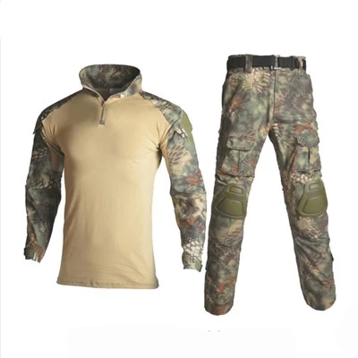 Uniforme de combat de granota de camuflatge amb estampat de pitó boscós
